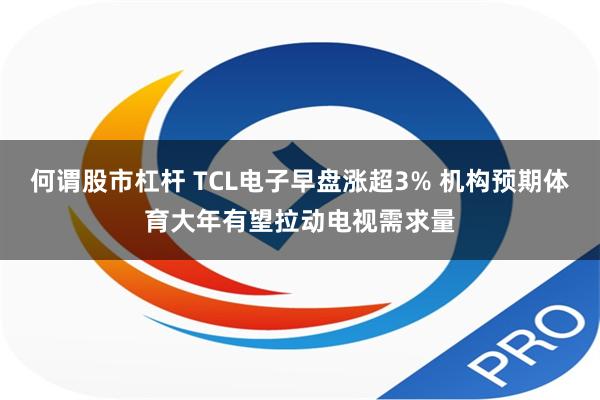 何谓股市杠杆 TCL电子早盘涨超3% 机构预期体育大年有望拉动电视需求量