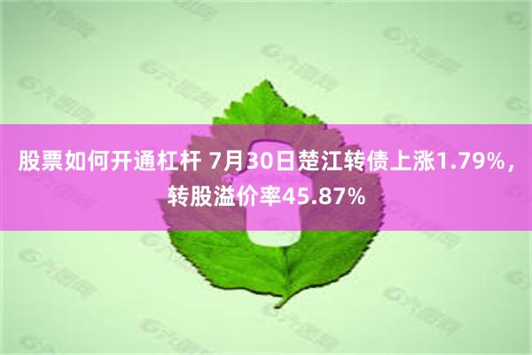 股票如何开通杠杆 7月30日楚江转债上涨1.79%，转股溢价率45.87%